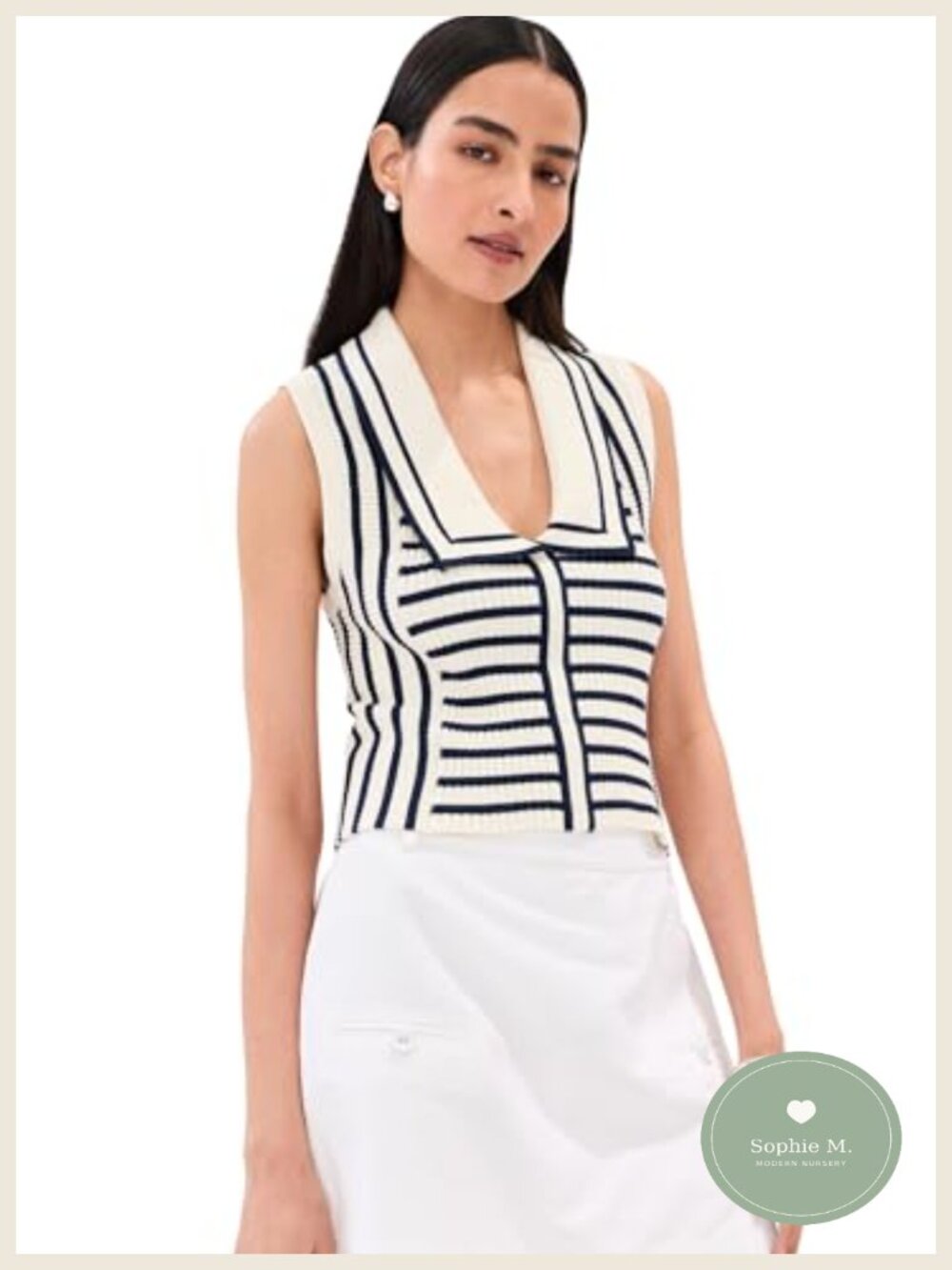 LE BOP Noa Ribbed Tank Top Sleeveless Cotton Blend Women's Stripe